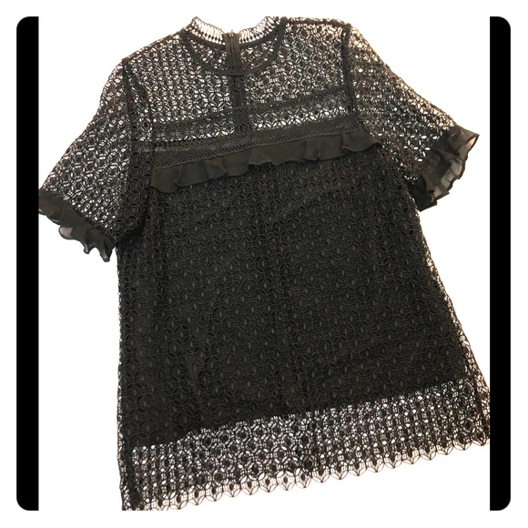 Catherine Malandrino Tops - Catherine Malandrino Black Lace Shirt